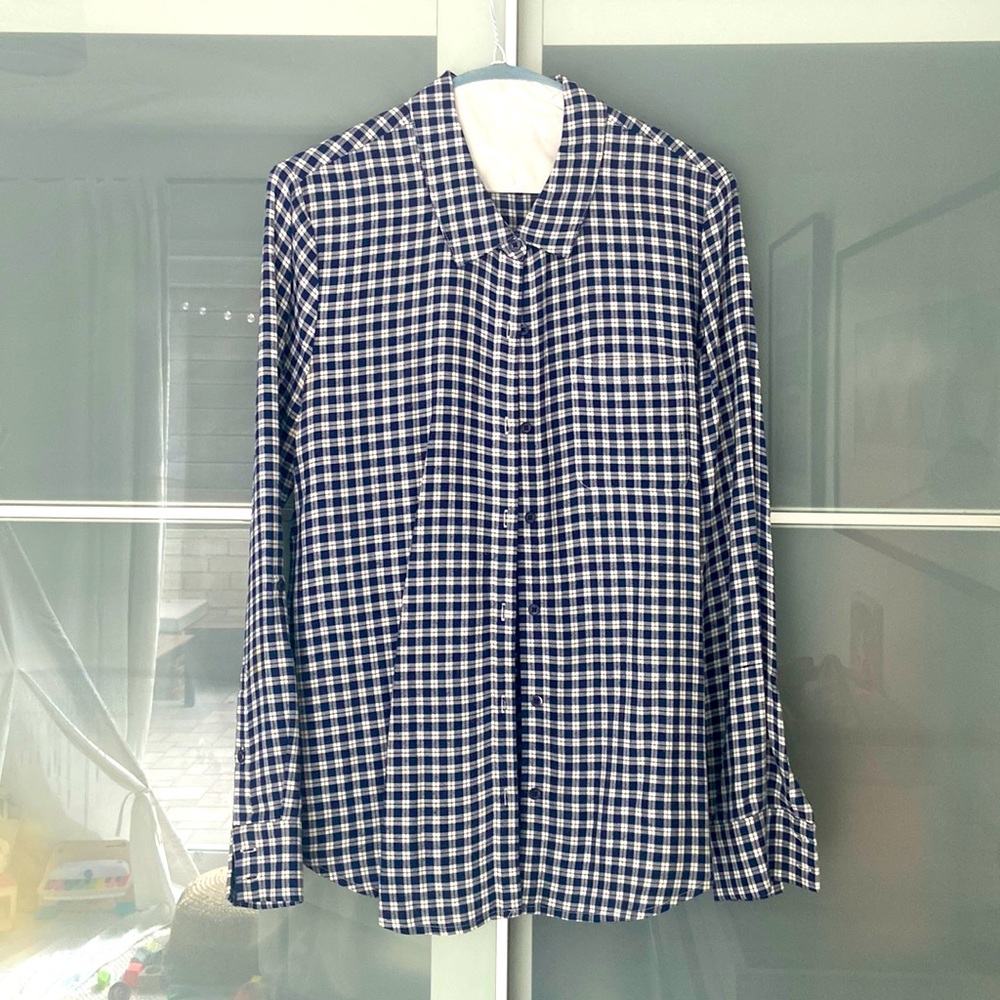 Soft Joie Navy Plaid Blouse